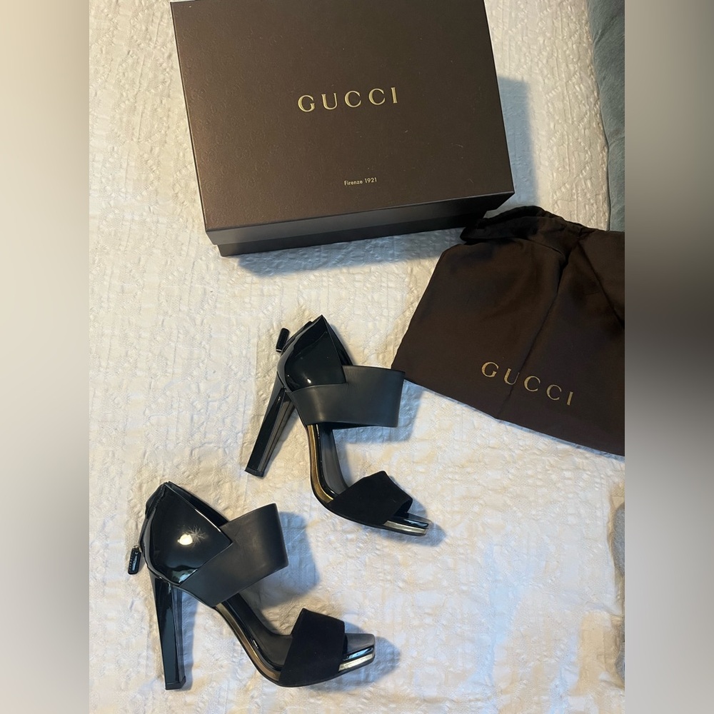 Gucci Kid Scamosciato Babylon heels in black patent - Picture 3 of 9
